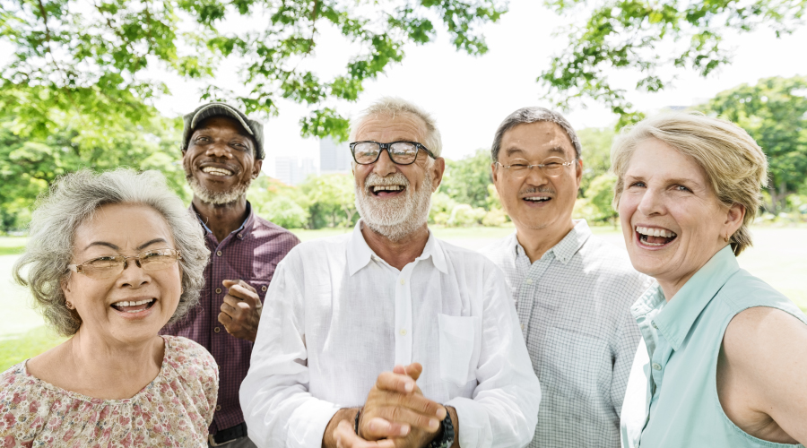 Group of Older Adults Smiling Outdoors