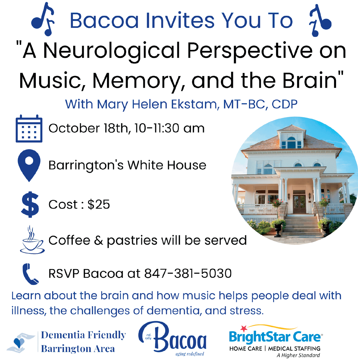 Bacoa "A Neurological Perspective on Music, Memory, and the Brain" Invitation